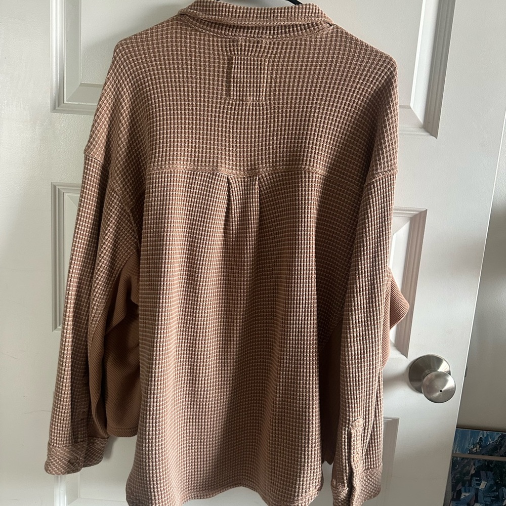 aerie Waffle Knit Shacket in Dusty Rose - Picture 3 of 3